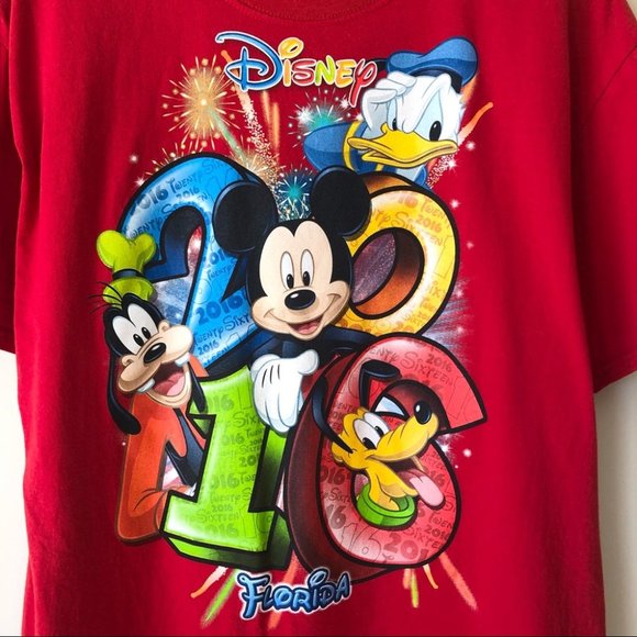 Walt Disney World 2016 Men's Red T-Shirt Mickey L - Picture 3 of 5